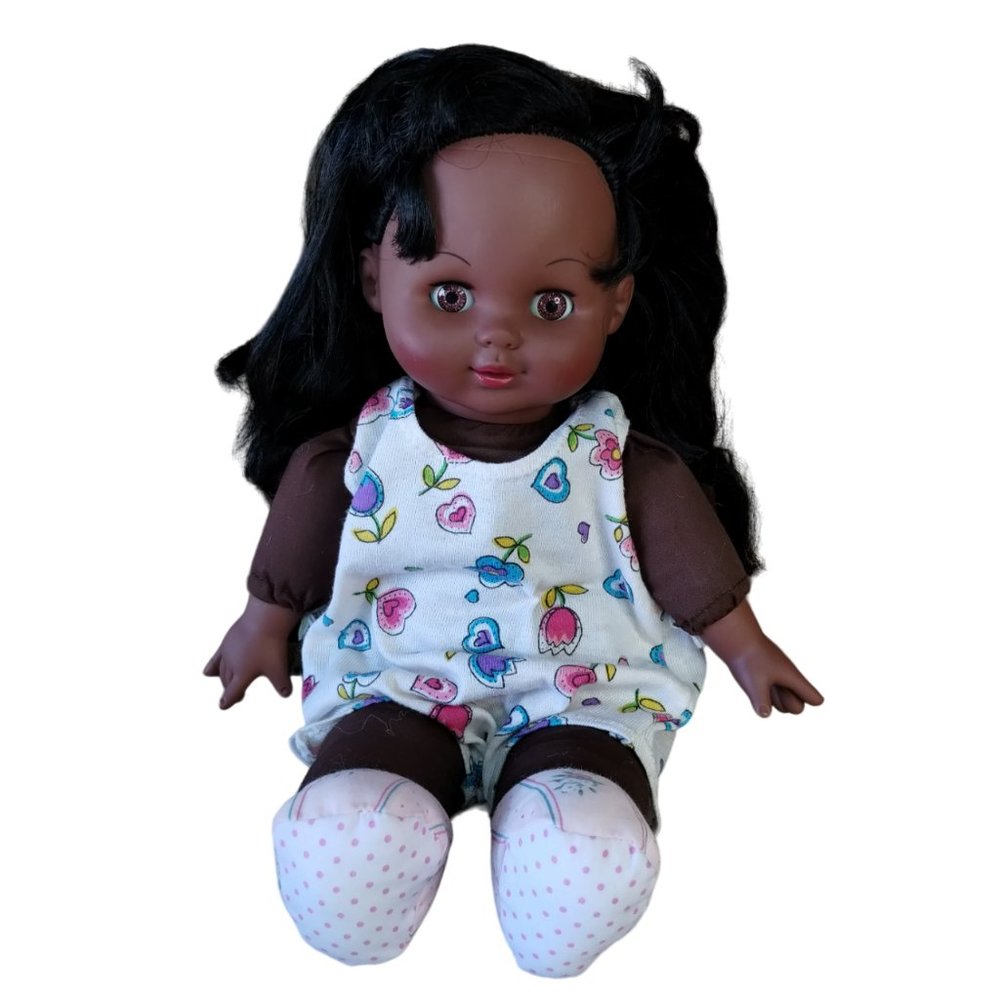 Simba Toys Baby Doll Soft Body AA Black Hair Sleepy Open Close Brown Eyes 11"